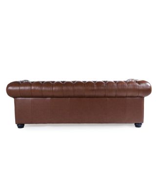 Alexandon Leather Chesterfield Tufted Sofa with Roll Arm