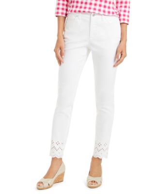 Charter Club Eyelet-Ankle White Jeans 