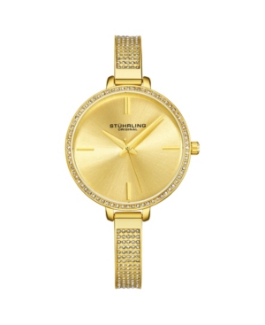 image of Stuhrling Women-s Gold Tone Mesh Stainless Steel Bracelet Watch 36mm
