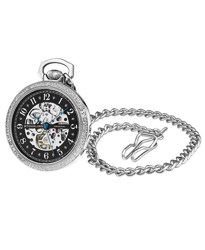 Stuhrling Women s Silver Tone Stainless Steel Chain Pocket Watch