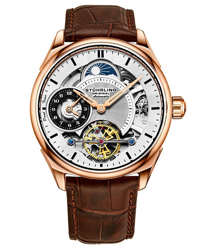 Stuhrling Men s Brown Leather Strap Watch 42mm Macy s
