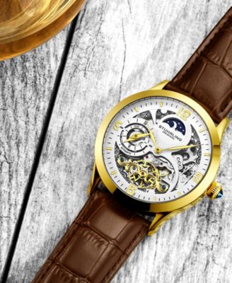 Men's Brown Leather Strap Watch 45mm