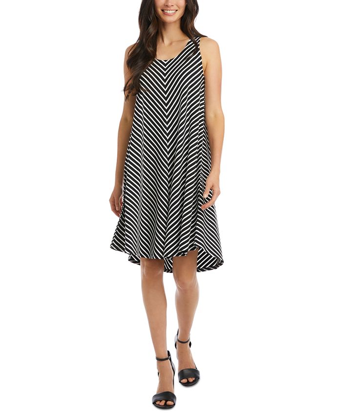 Karen Kane Mitered-Stripe High-Low Sleeveless Dress - Macy's