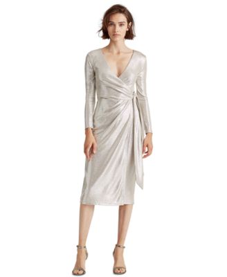 ralph lauren metallic surplice dress