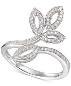 image of Diamond Leaf-Inspired Statement Ring (1/4 ct. t.w.) in Sterling Silver