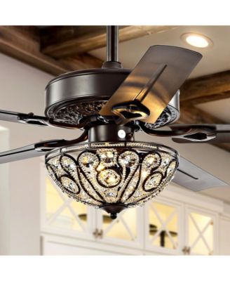 Ali 48" 3-Light Wrought Iron Led Ceiling Fan with Remote