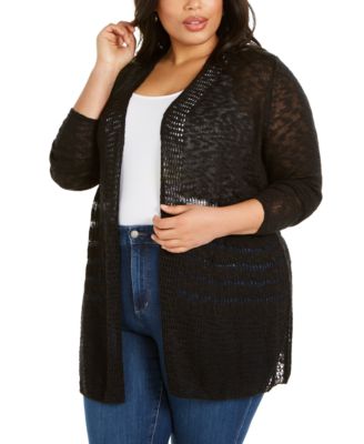 black pointelle cardigan