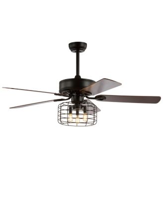 Asher 52" 3-Light Industrial, Wood Led Ceiling Fan with Remote