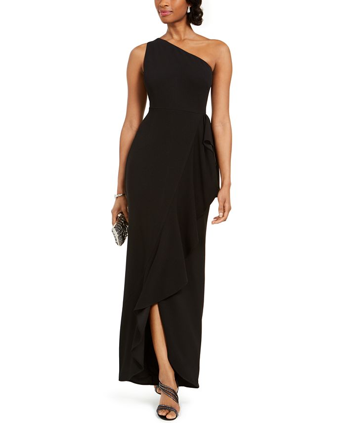 Adrianna Papell Ruffled One-Shoulder Gown - Macy's