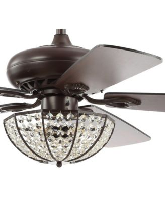 Joanna 52" 3-Light Bronze Crystal Led Ceiling Fan with Remote