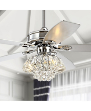 Jonathan Y Kate 48" 3-light Glam Crystal Drum Led Ceiling Fan With Remote In Chrome