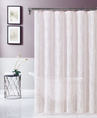 Dainty Home - Stella 70" x 72" Chenille Embroidederd Shower Curtain