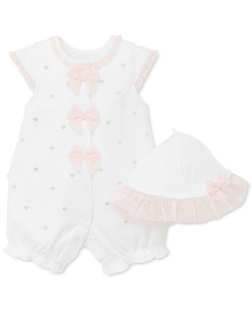 Little Me Baby Girls 2 Pc Cotton Hat Hearts Romper Set Reviews All Baby Kids Macy S