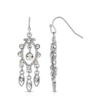 image of 2028 Silver-Tone Crystal Chandelier Earrings