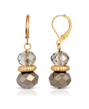 image of 2028 Gold-Tone Hematite Beaded Drop Earrings