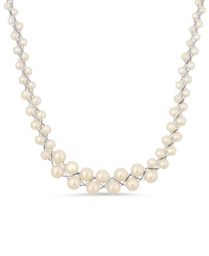 image of 2028 Silver-Tone Imitation Cultura Pearl Graduated Necklace