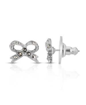 image of 2028 Silver-Tone Marcasite Bow Stud Earrings