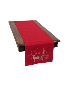 Manor Luxe Deer In Snowing Forest Double Layer Christmas Table Runner