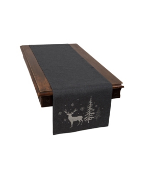 Manor Luxe Deer In Snowing Forest Double Layer Christmas Table Runner