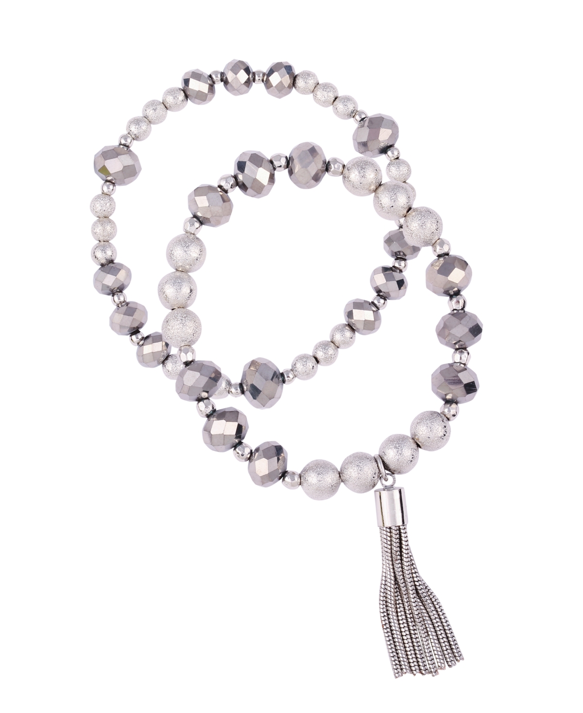 Mixed Gems Bracelets, Set of 2 - Silver-tone
