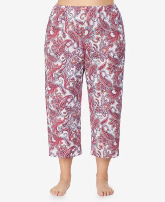 Ellen Tracy Paisley-Print Knit Tank Top and Capri Pajama Pants Set - Macy's