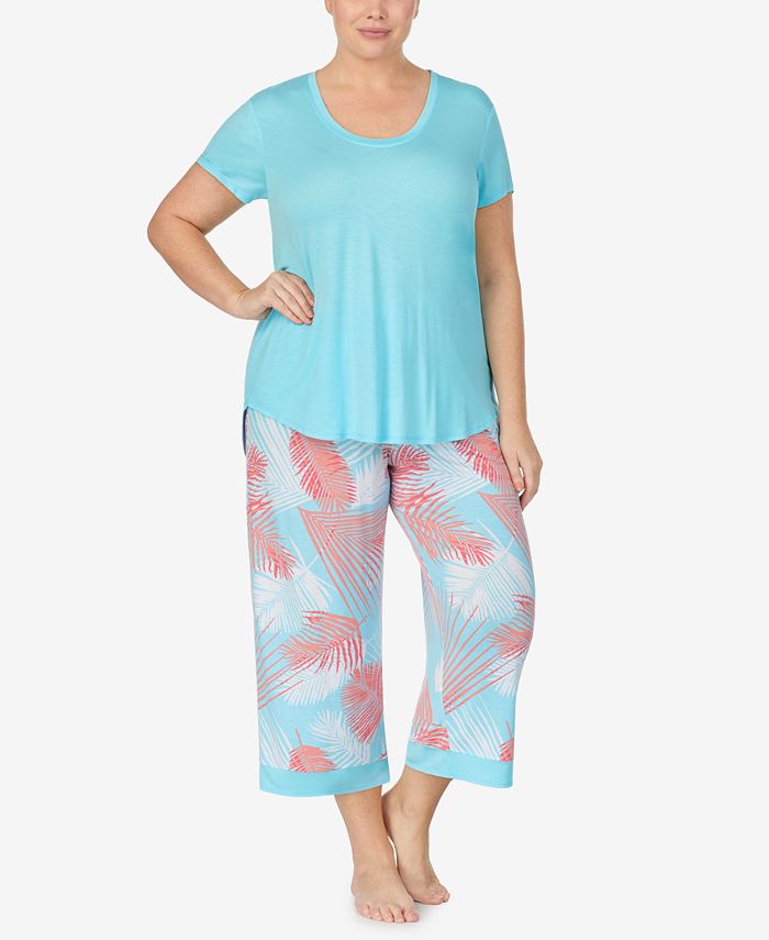 Ellen Tracy Plus Size 2-Pc. Printed Cropped Pajamas Set - Macy's