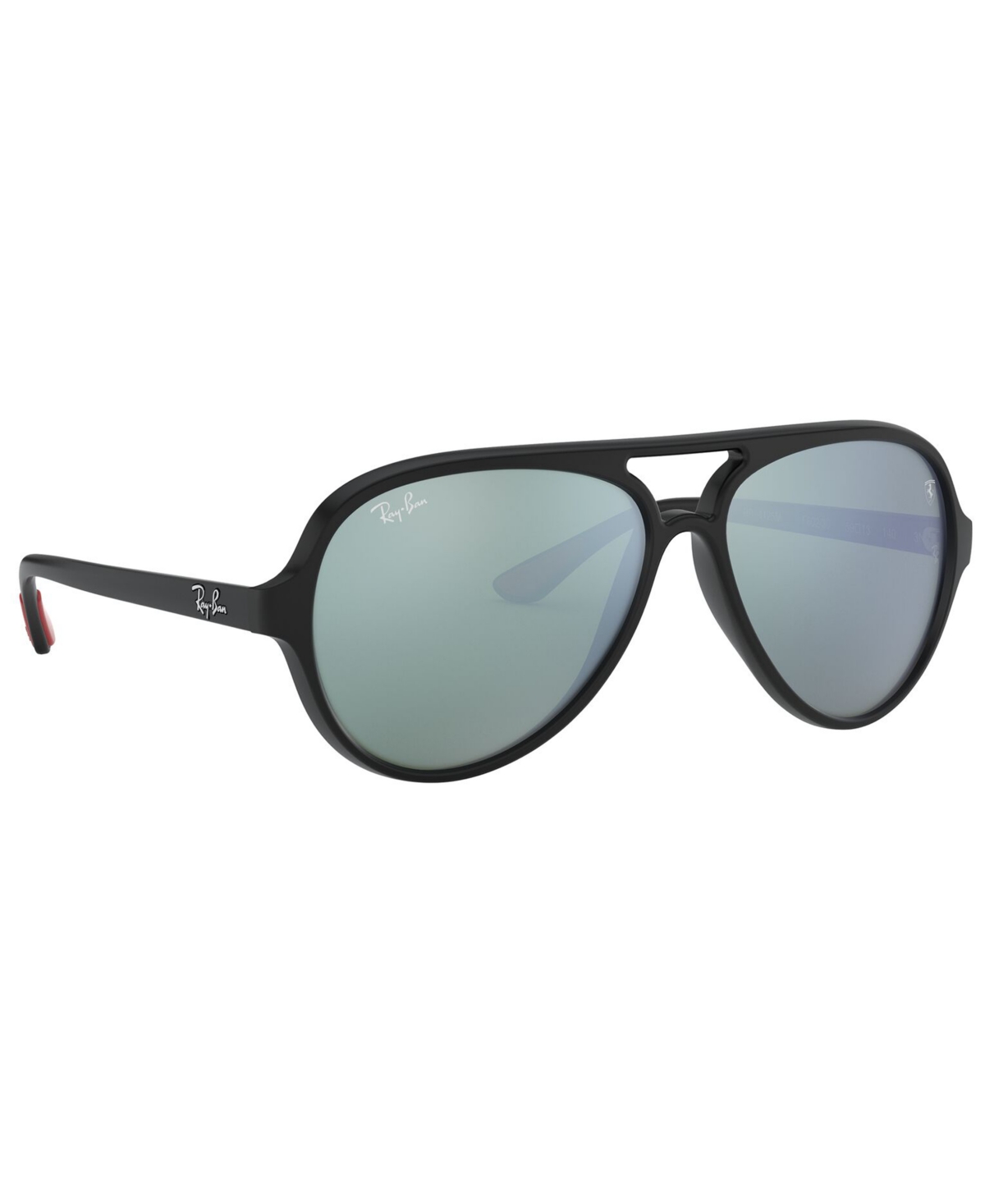 Shop Ray Ban Unisex Sunglasses, Rb4125m Scuderia Ferrari Collection 57 In Matte Black,light Green Mirror Silver