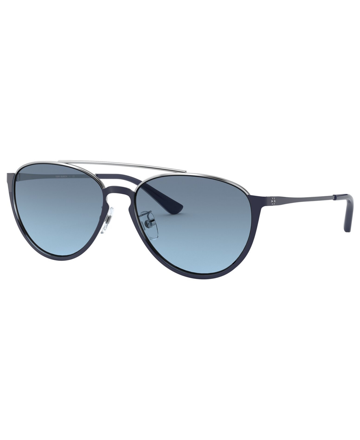 Tory Burch Women's Sunglasses, Ty6089 57 In Shiny Navy Metal,grey Blue Grad