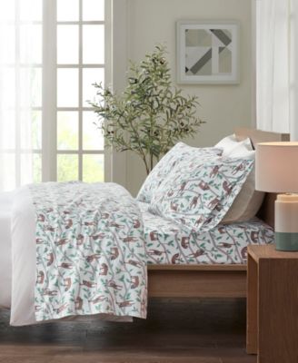 Novelty Printed Cotton Flannel 4-Pc. Sheet Set, Queen