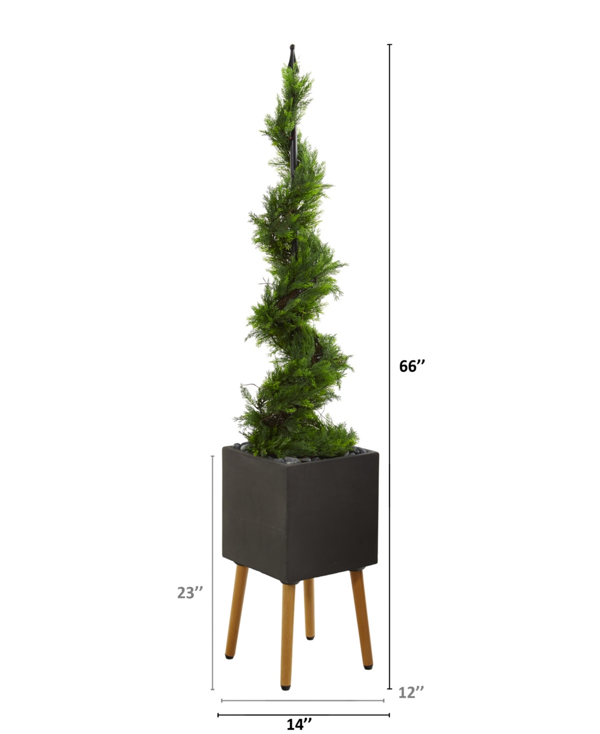 NEARLY NATURAL 5.5FT. CYPRESS ARTIFICIAL SPIRAL TOPIARY TREE IN BLACK PLANTER WITH STAND 