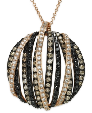 image of Confetti by Effy Multicolor Diamond Circle Pendant (1-3/8 ct. t.w.) in 14k Rose Gold