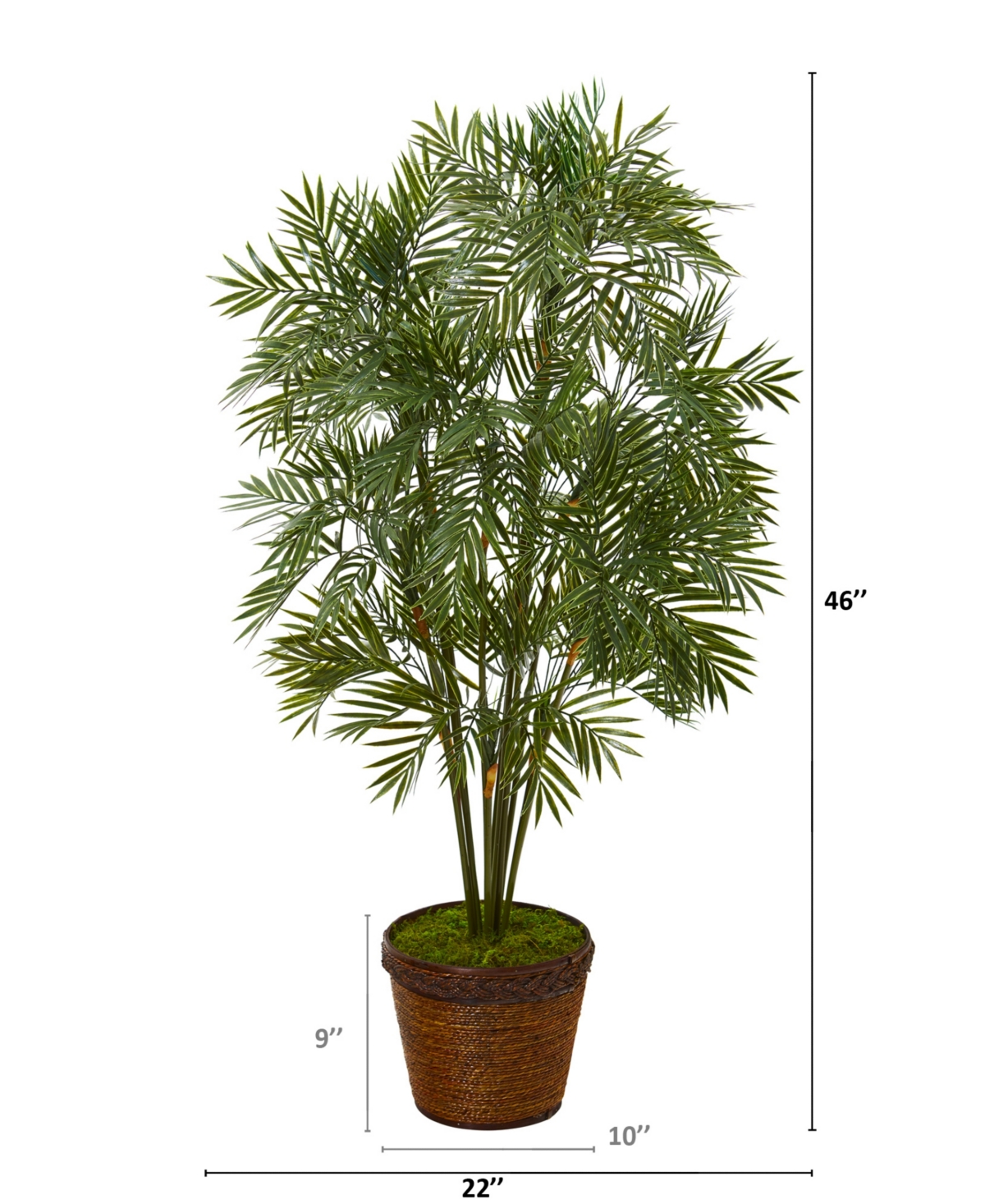 NEARLY NATURAL 46IN. PARLOR PALM ARTIFICIAL TREE IN COILED ROPE PLANTER 