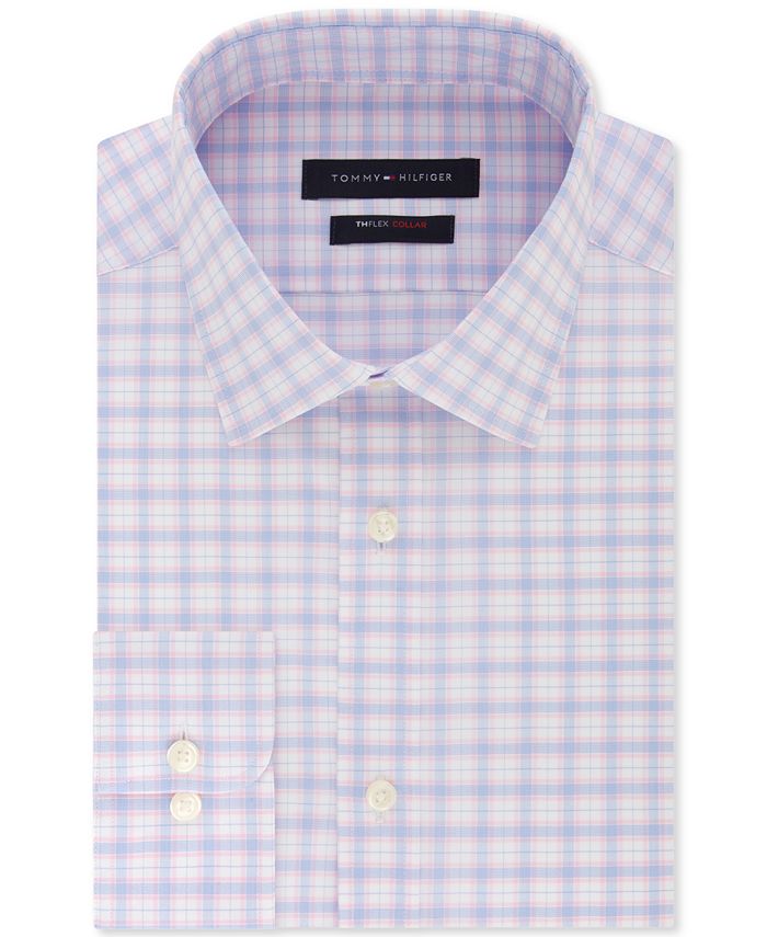 Tommy Hilfiger Men's Slim-Fit Performance Stretch Check Dress Shirt Blue Size 16X32-33