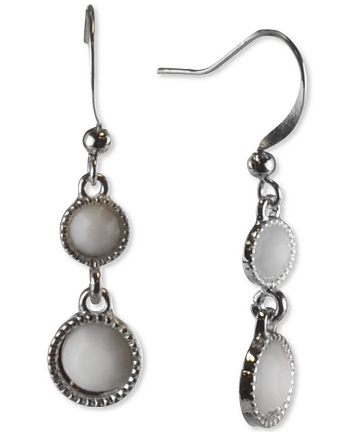 Charter Club Silver-Tone Stone Double Drop Earrings, Created for Macy's ...