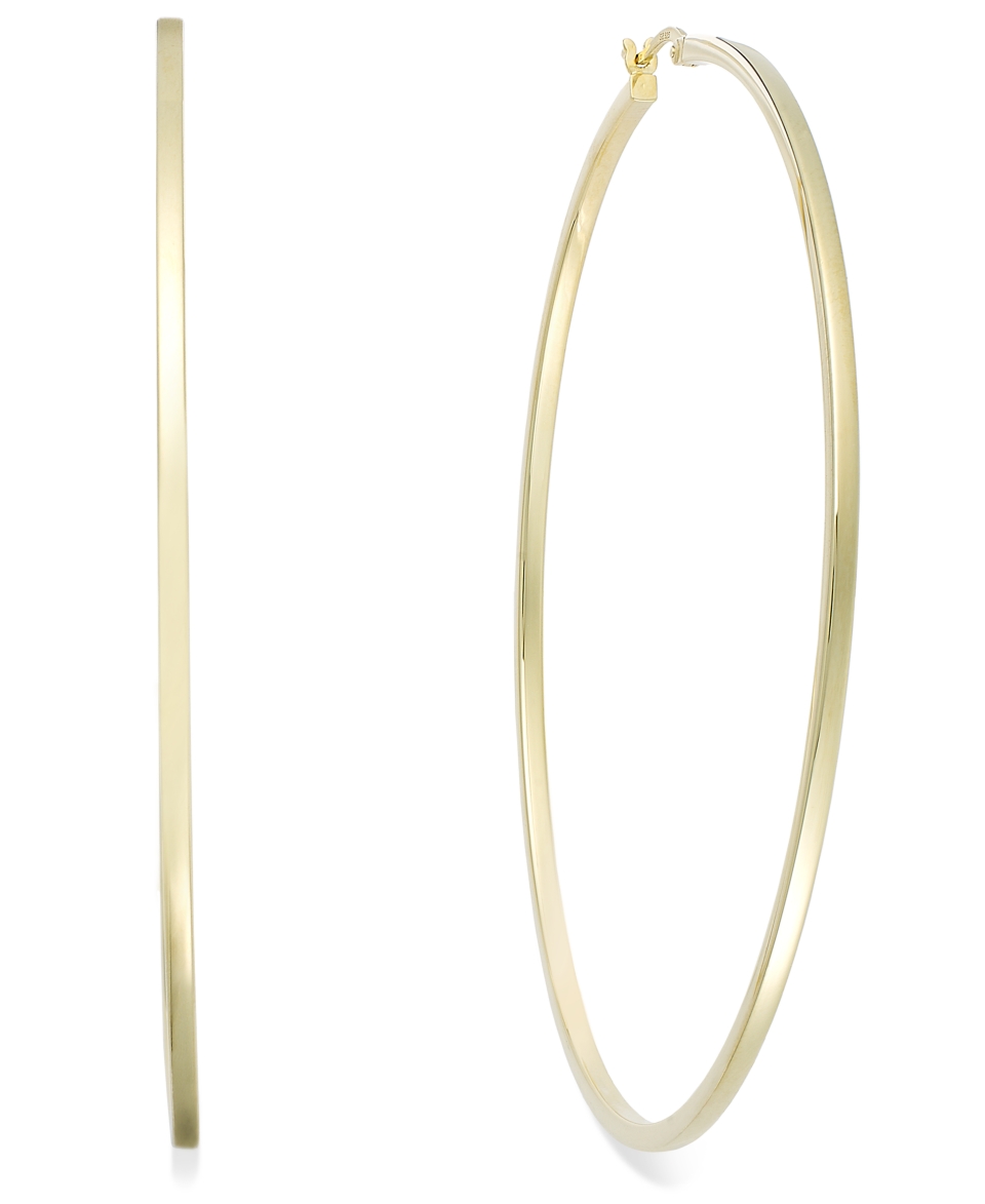 Square Tube Hoop Earrings in 14k Gold Vermeil, 80mm   Earrings
