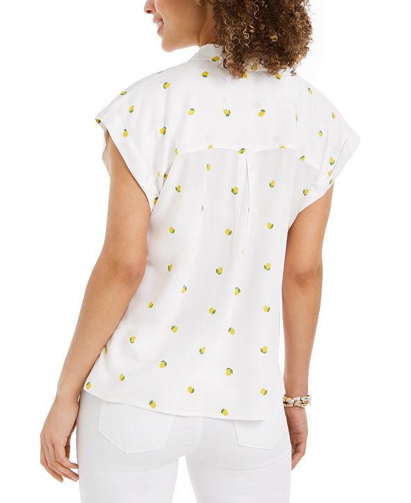 Style & Co Lemon-Print Camp Shirt, Created for Macy's ...