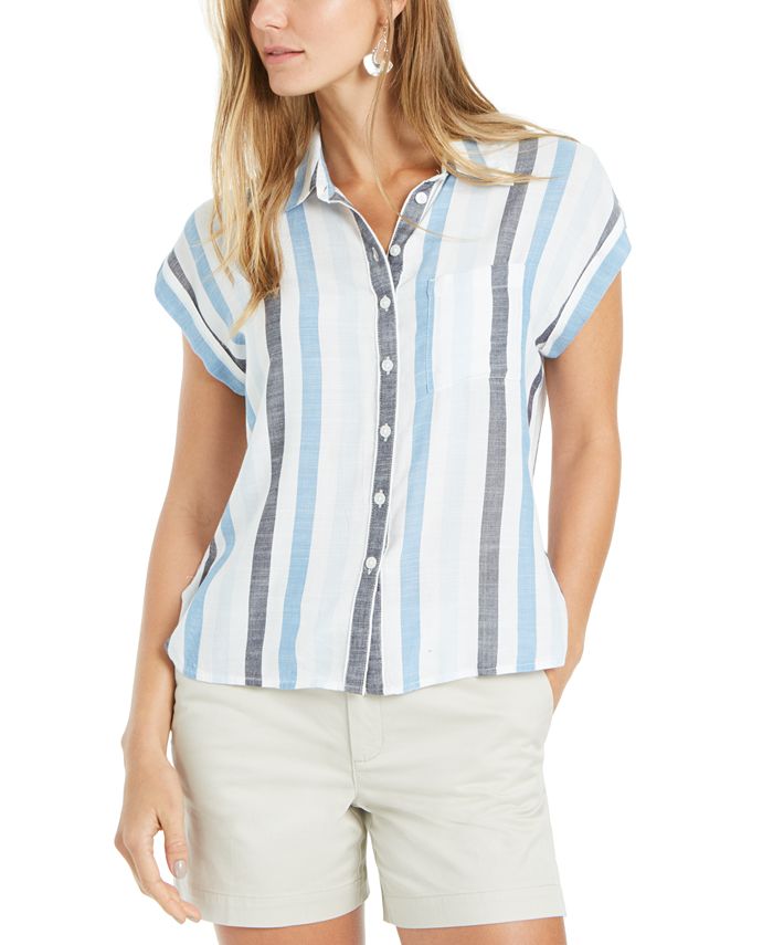 Style & Co Striped Camp Shirt, Created for Macy's & Reviews Tops
