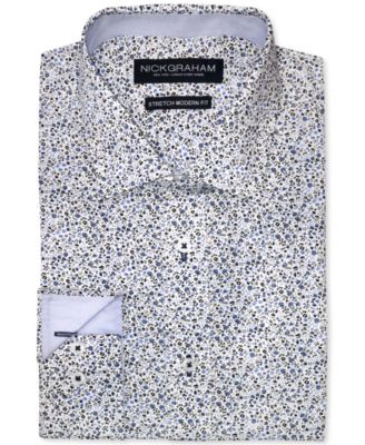 mens white floral dress shirt