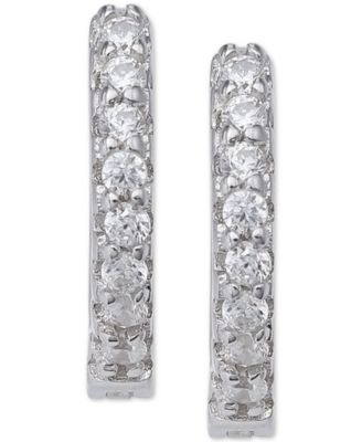 Extra-Small Cubic Zirconia Huggie Hoop Earrings in Sterling Silver, 0.4", Created for Macy's