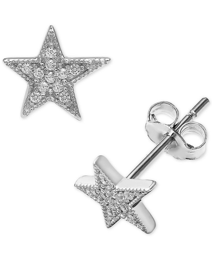 Giani Bernini Cubic Zirconia Star Stud Earrings in Sterling Silver ...