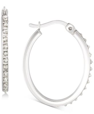 Photo 1 of Giani Bernini Diamond Accent Oval Hoop Earrings in Platinum over Sterling Silver, Created for Macy's