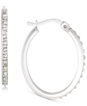 image of Giani Bernini Diamond Accent Oval Hoop Earrings in Platinum over Sterling Silver, Created for Macy-s