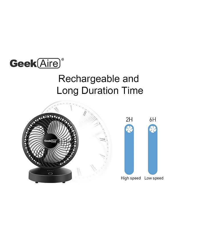 Geek Aire - CF4SB 8-In. Smart Rechargeable Desktop Turbo Fan Black