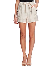 Tie-Front Pull-On Paperbag Shorts