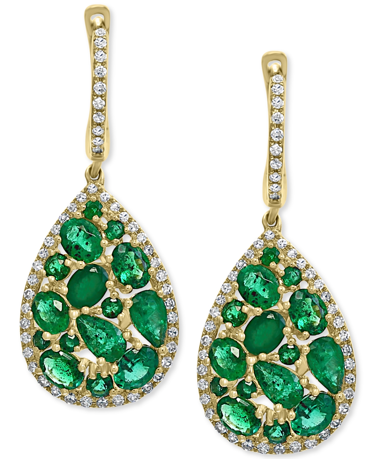 Effy Emerald (3-1/2 ct. t.w.) & Diamond (3/8 ct. t.w.) Drop Earrings in 14k Gold - Emerald