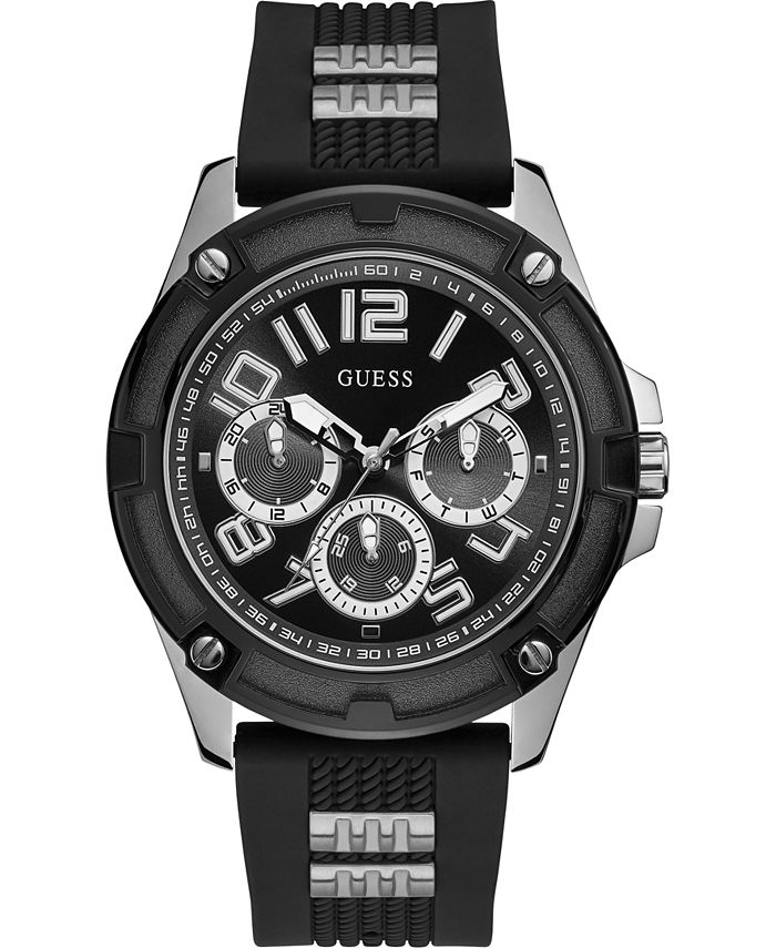Guess Connoisseur Black Dial Black Silicone Strap Watch For Men - GW0335G1