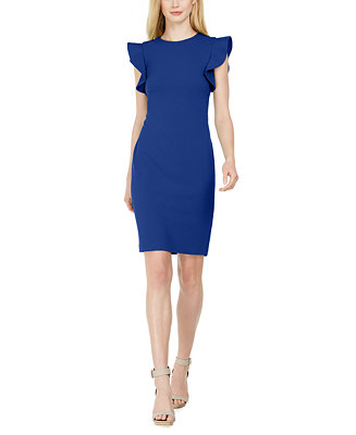 Calvin Klein Stitched-Ruffle Sheath Dress - Macy's