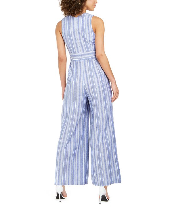 Calvin Klein Striped Belted Jumpsuit & Reviews Pants & Leggings