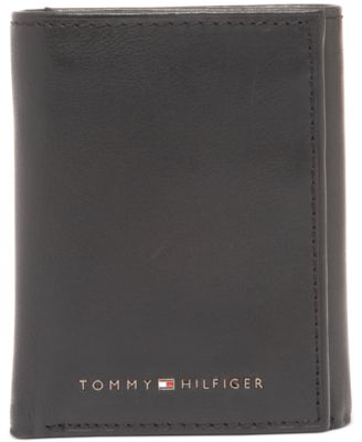 Tommy Hilfiger Mens Leather Trifold Wallet Collection In Black