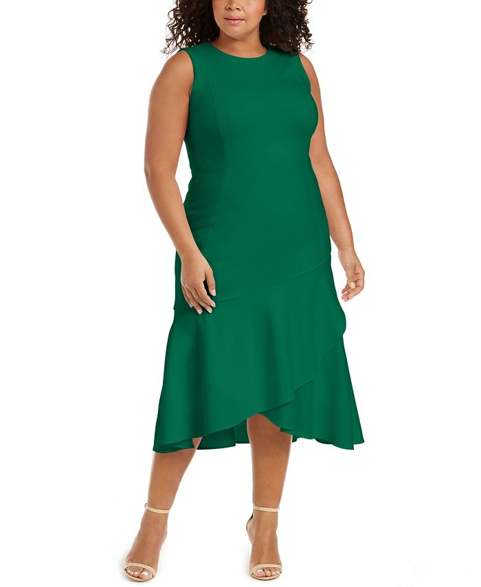 Calvin Klein - Plus Size Ruffled High-Low Midi Dress